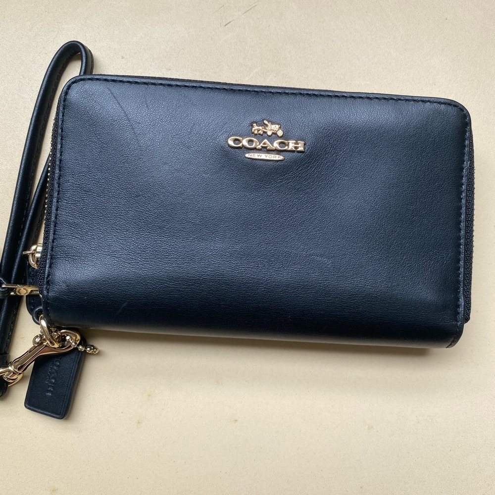 Coach Black Leather Keychain